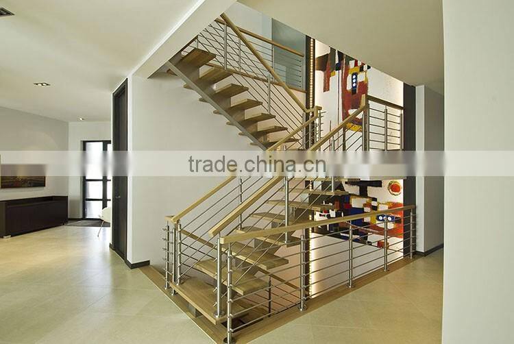 U shape modern indoor attic prefab metal used wood stairs
