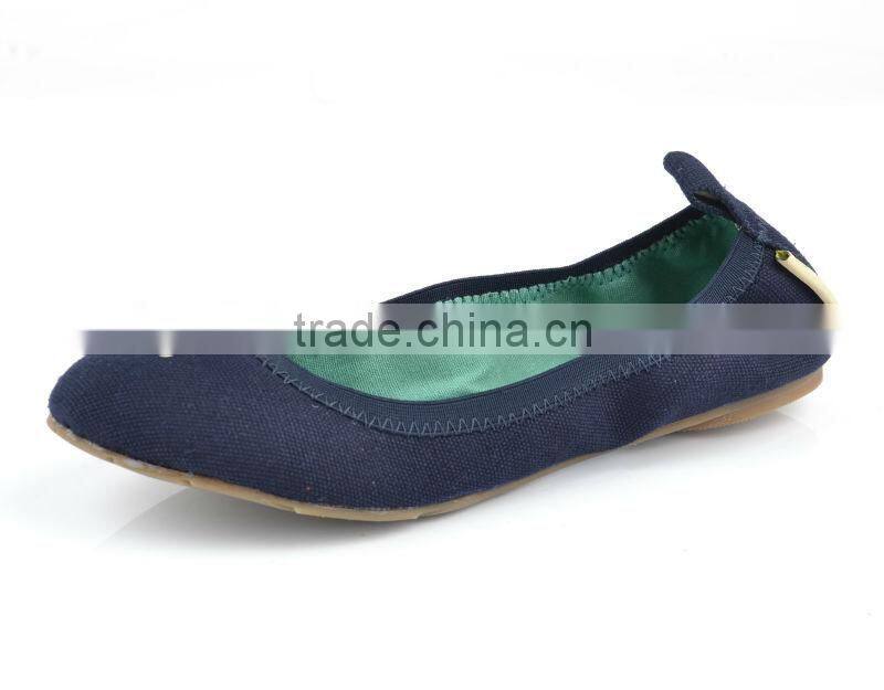 Wholesale cheap price flat ballerina shoes navy canvas women flat shoes