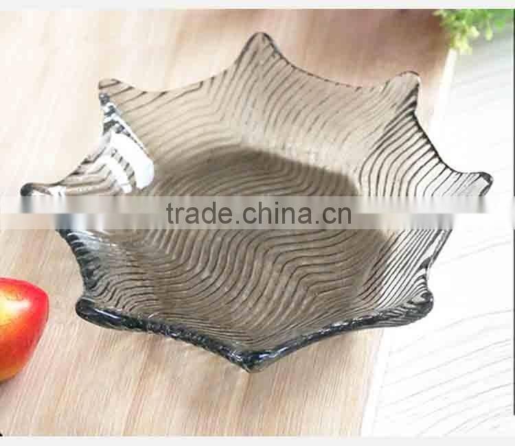 wholesale cheap octagon colorful glass fruit plate