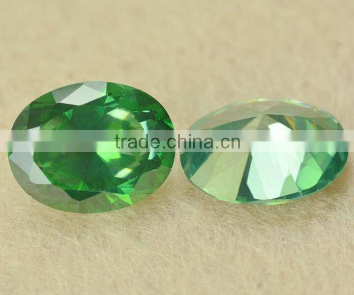 wholesale high quality loose Oval dark Peridot cz lab created diamond