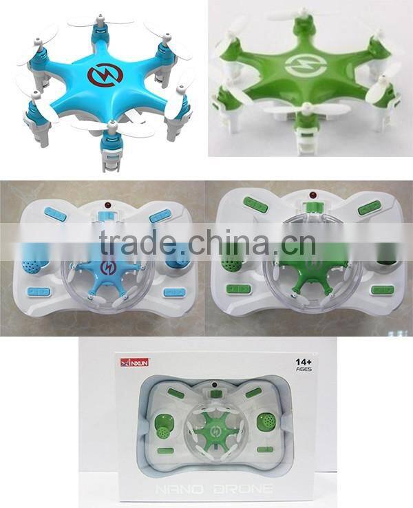 2016 newest green / blue 2.4GHz 360 degree rotation mini rc hexacopter hovering nano hexa drone toys for kids