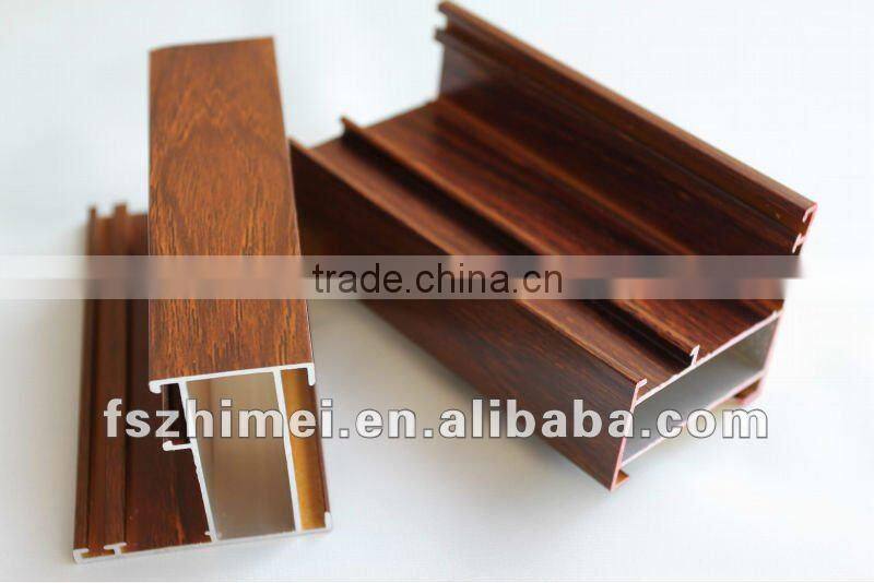 simulation of wood grain color aluminum profile for windows