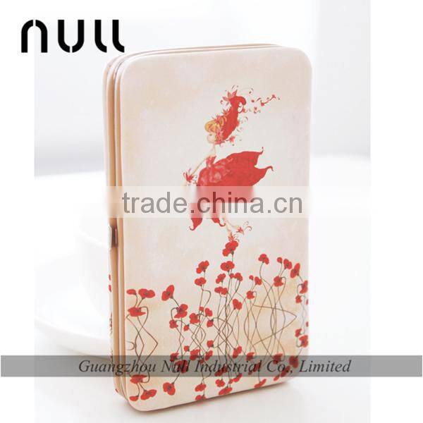 Passport cell phone and card holer leather young girl wallet with frame