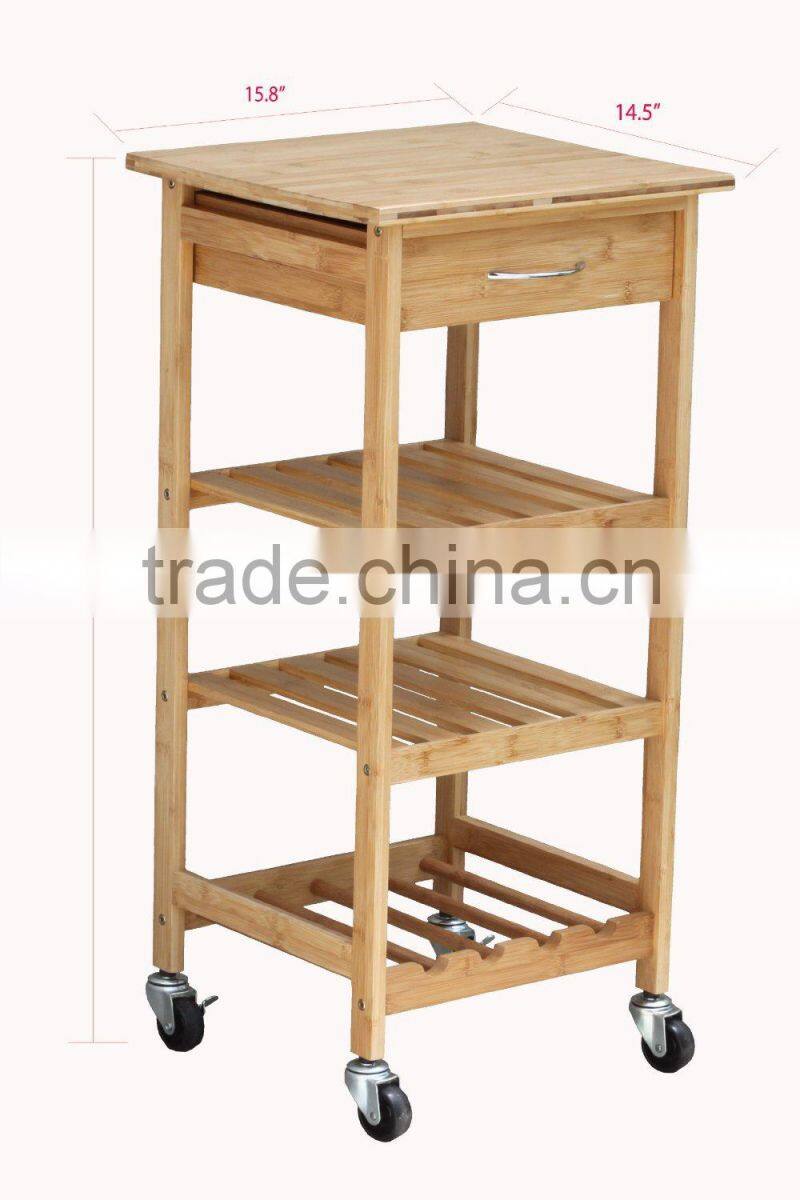 High Quality Bamboo Kitchen Furniture Kitchen Trolley with draw multifunction Kitchen Cart