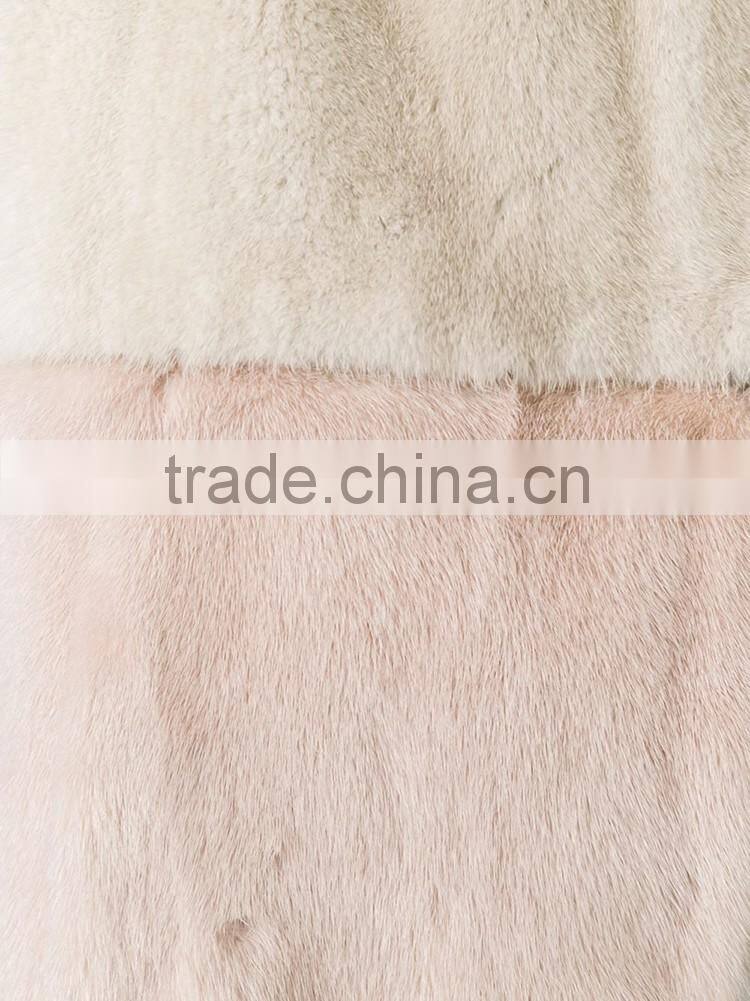 OEM factory price collarless fur coat, trench style long women fur coat