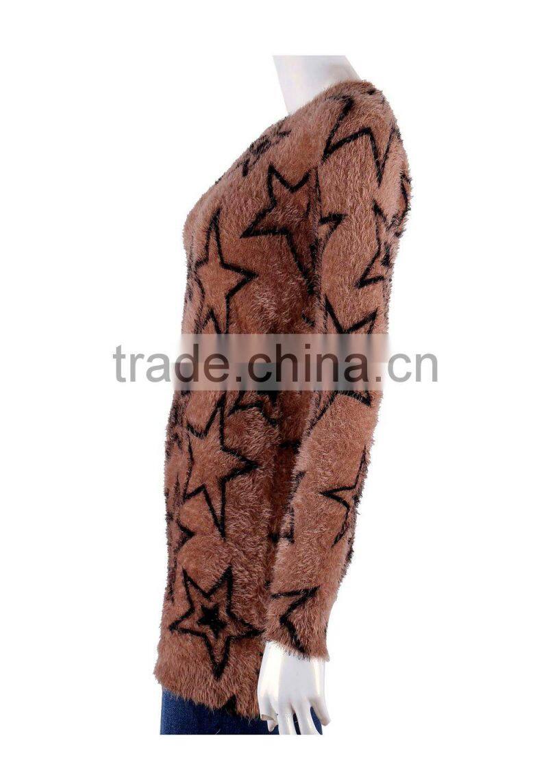 2015 new product star shape pullover long knitting sweater for lady
