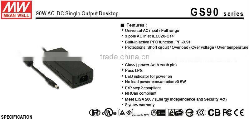 Meanwell 90W AC-DC Single Output Desktop ac to dc switching power supply/15v 6a switching power supply