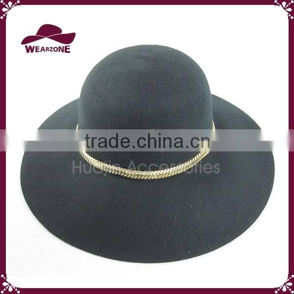 Wide Brim Floppy Style with Metal Decoration Felt Hat