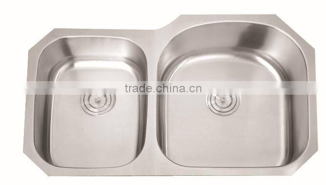8652AR Jiangmen Kitchen Stainless Steel 304 Undermount 18ga 1.2mm Double Sink