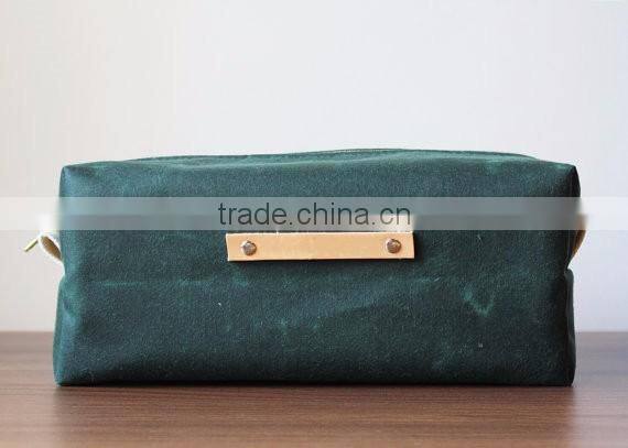 Custom high quality waxed canvas toiletry bag