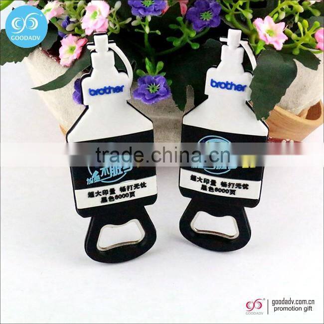 2016 OEM Promotion Gift Soft PVC Plastic Metal Open Bottle Cap Opener