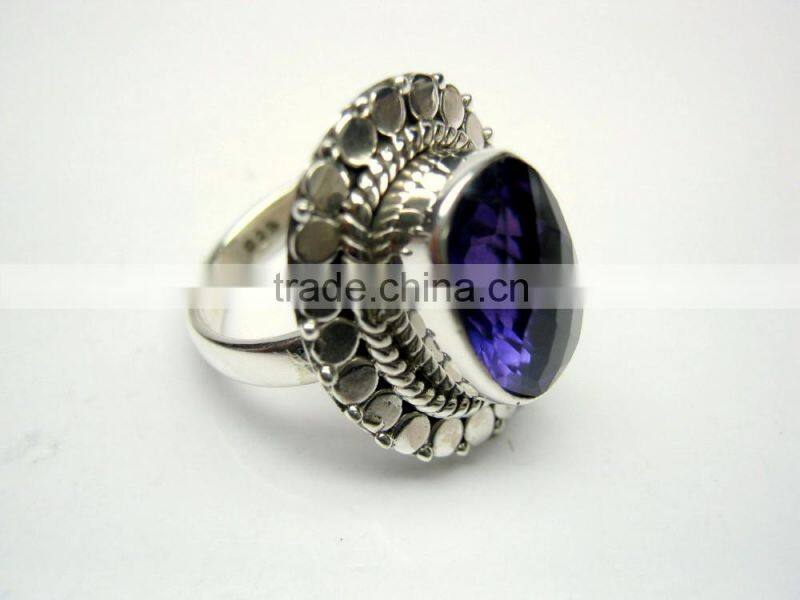 Amethyst & Garnet 925 Sterling Silver Handmade Ring, Gemstone Silver Jewelry, Designer Oxidized Silver Handmade Ring