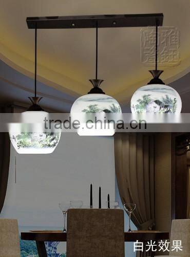 E27 vintage 3 head hanging ceramic lights pendant for bar counter for restaurant lighting