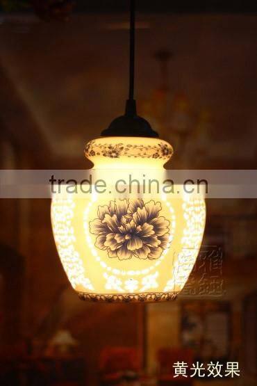 Vintage LED Pendant Light Blue White Porcelain Ceramic Loft Coffee Bar Restaurant Kitchen Lights