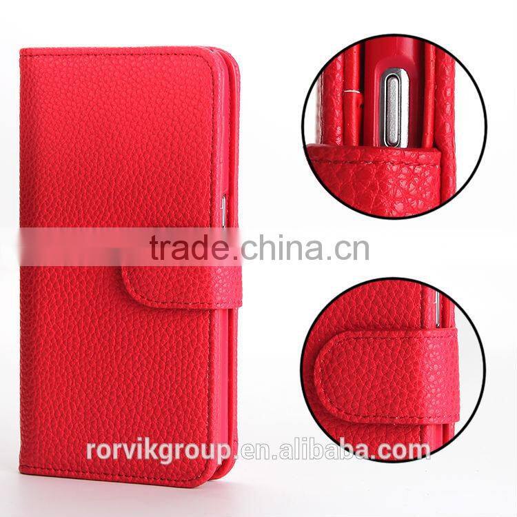 Book Style Leather Folio Case For samsung s6, Lichee Pattern Style Leather Case For samsung s6