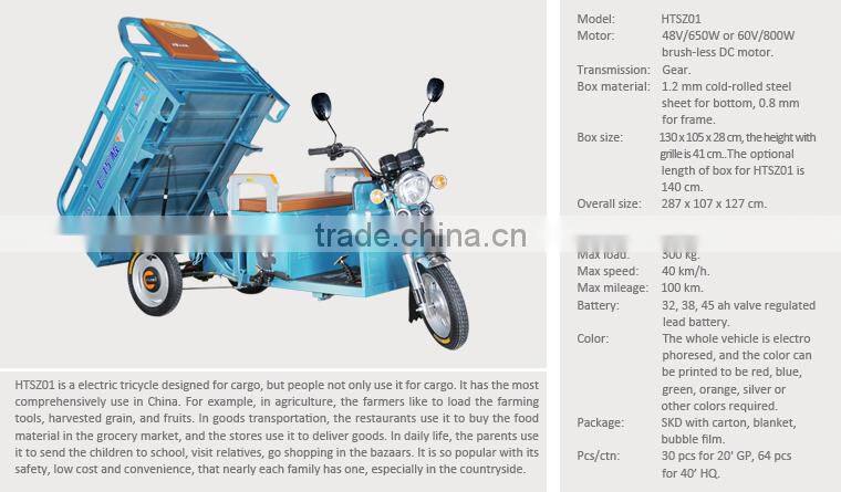 Strong loading cargo delivery electric tricycle with cabin