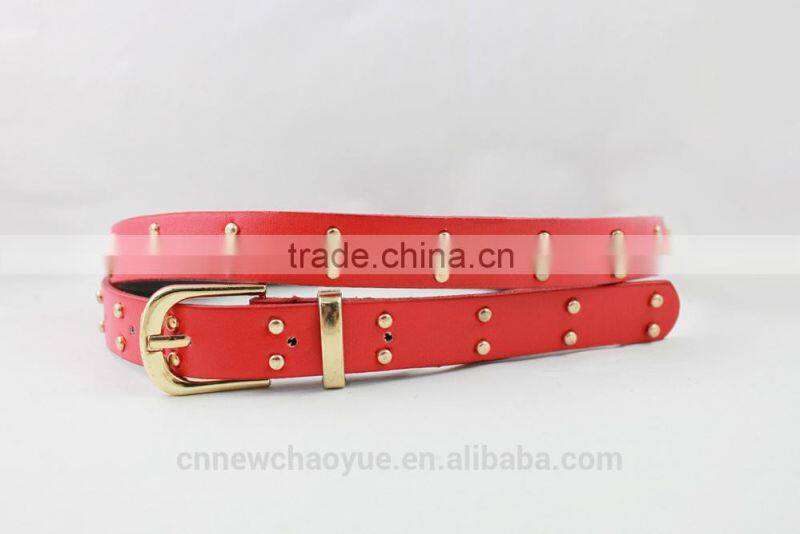2015 new style hot-sale Fashion PU belts with two line rivets