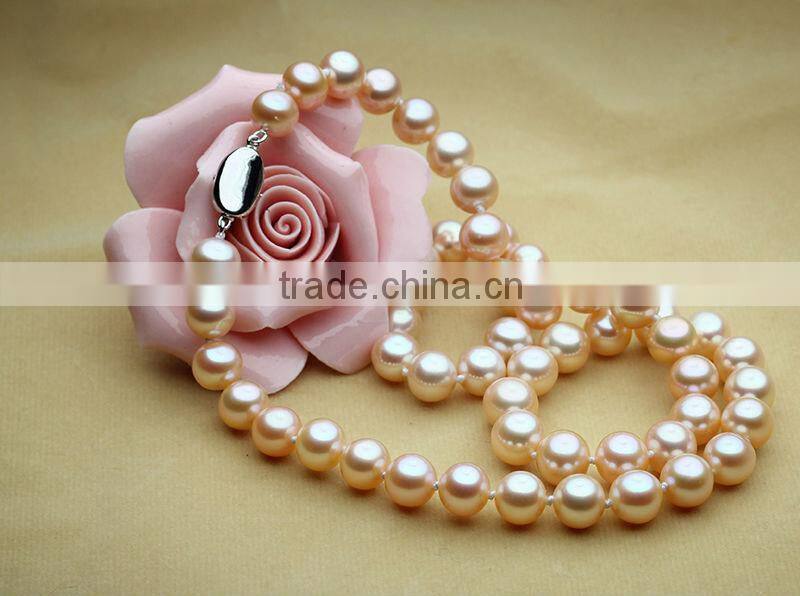 Freshwater pearls chains necklaces natural pink color beads