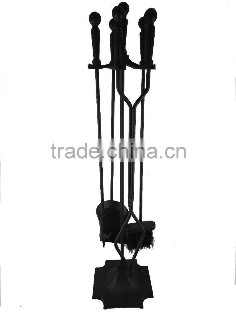 5 piece Fireplace Tool companion sets in Modern black Finish