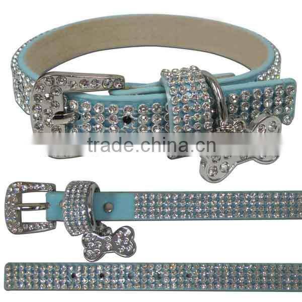 Diamond sparkly 4 row rhinestone studded dog collar