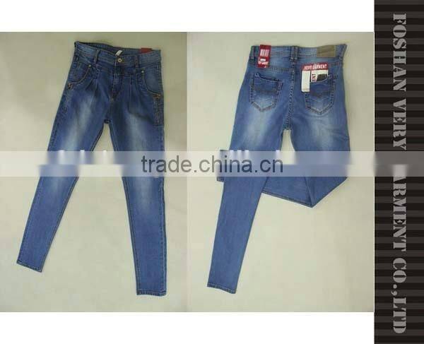 light blue ladies jeans top design with unique pocket