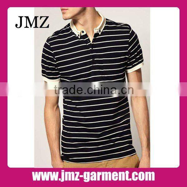 White red stripe long sleeve polo shirt