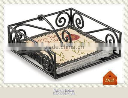 Metal square scrolled napkin holder