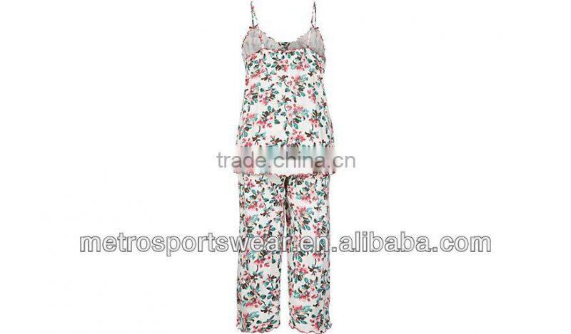 Hot Sale Cream Blossom Floral Print Pyjamas