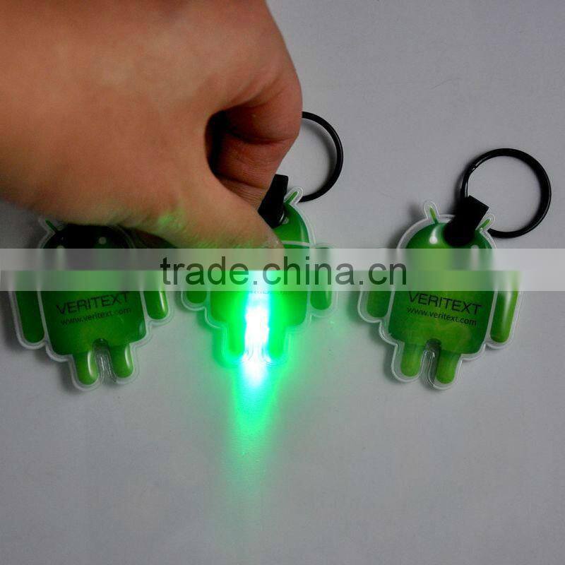 good advertising bottle shape plastic led keychain, pvc led keyring,flashlight key chain
