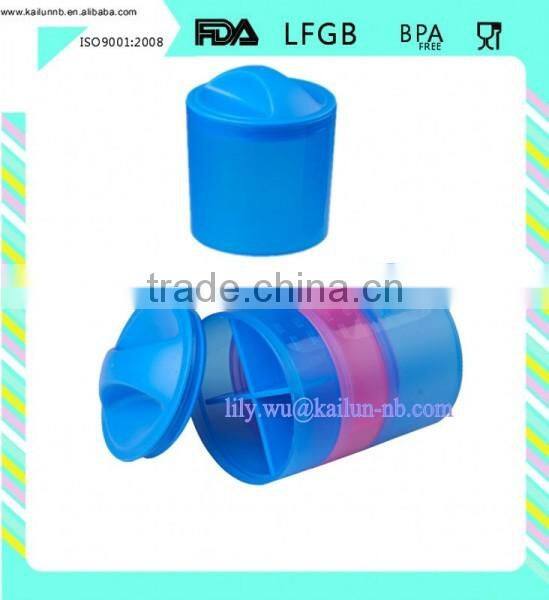 foodgrade bpa free plastic single extra compartment storage box for supplements and pill