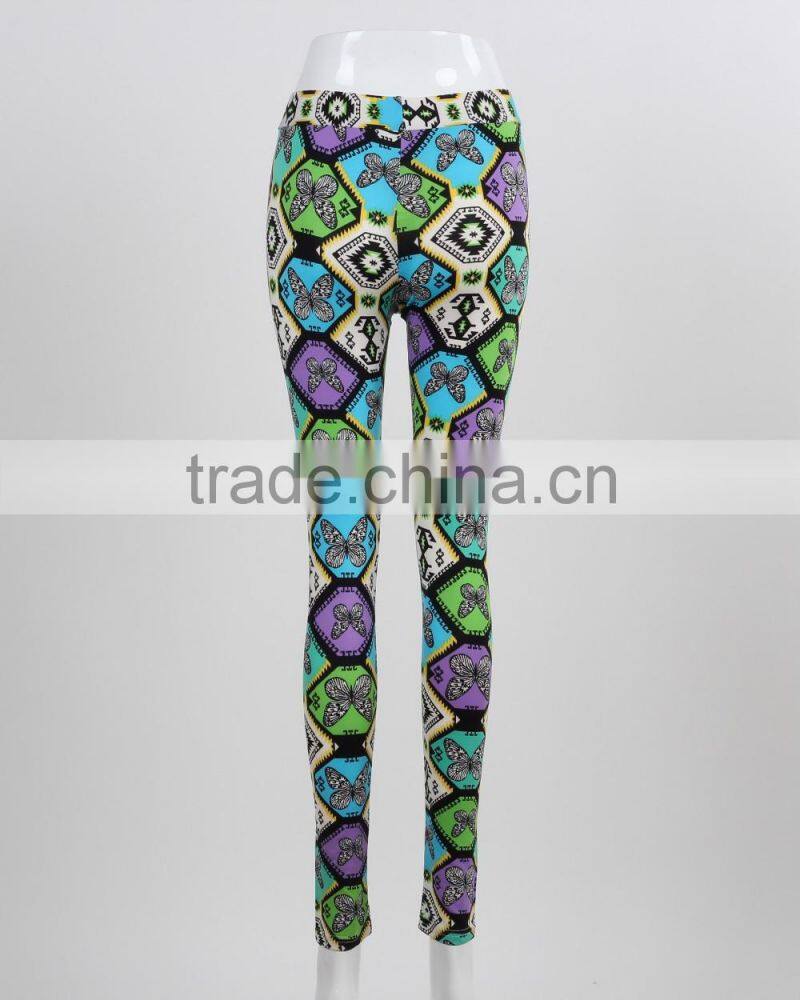 F5S31095 Ladies Geometric Leggings In Charcoal