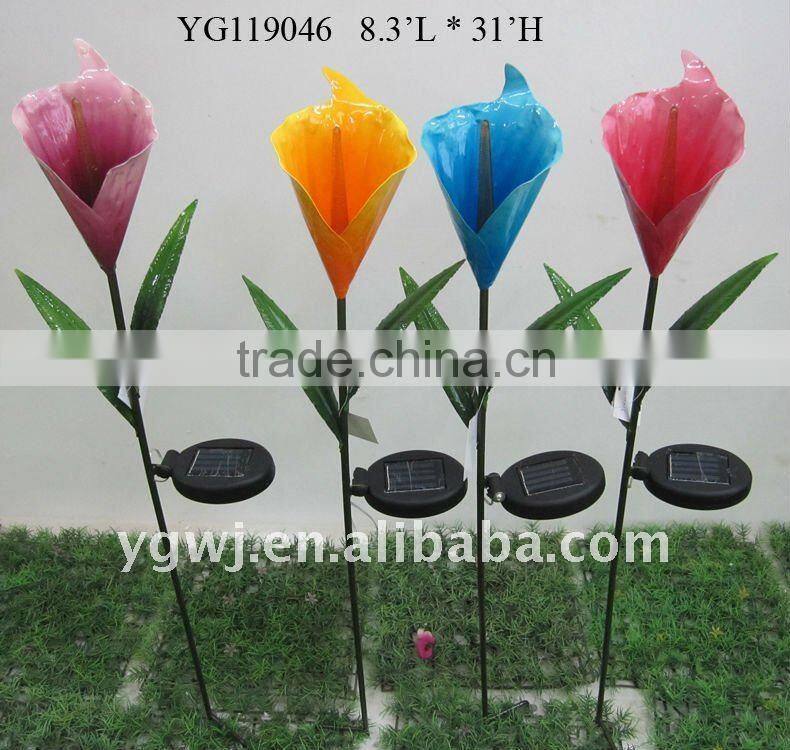 solar metal flower lawn stake