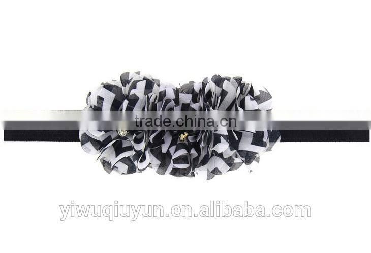 Chevron Shabby Chic flower headband Pear Rhinestone Lace flower hairband Little Girls Hair bands