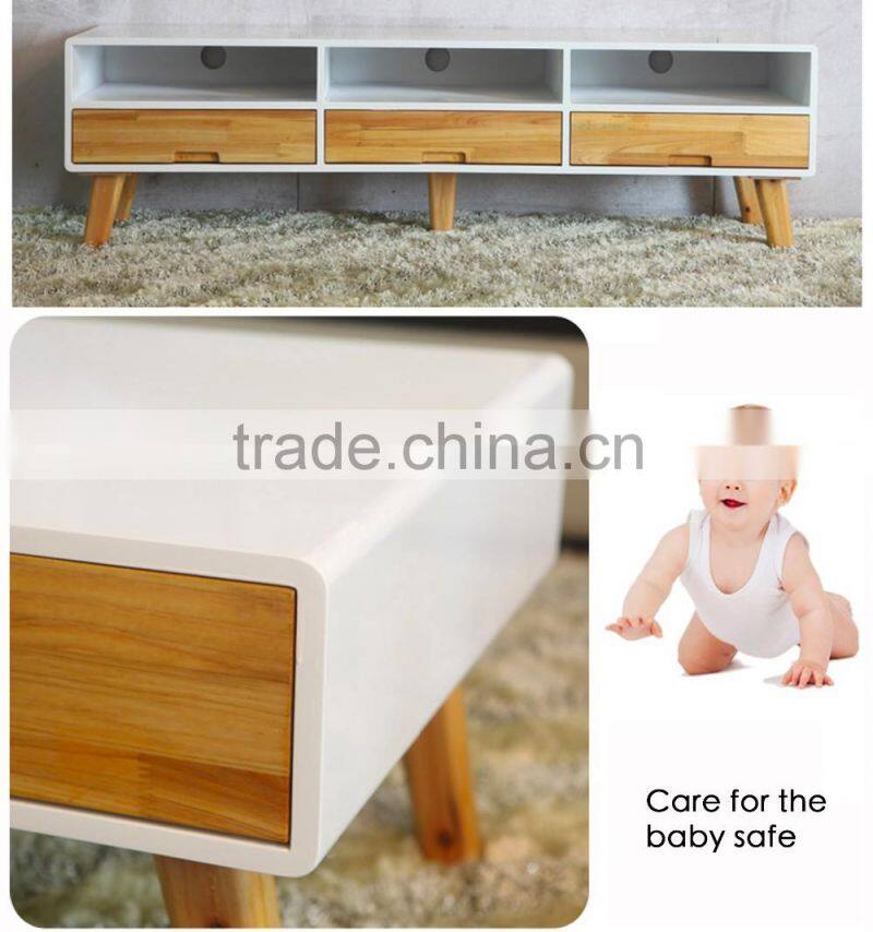 Elegant solid oak wood legs TV stand