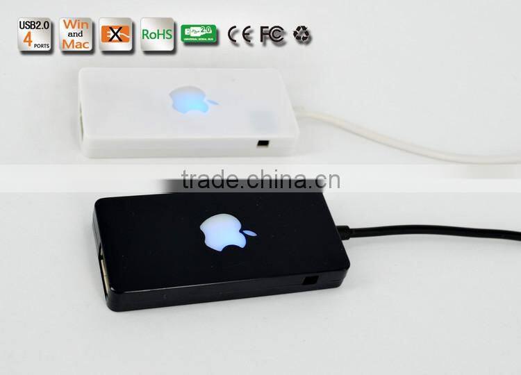 CZH CZH-H017 USB 2.0, 4 Port Hub (Black and white Color,) with LE light