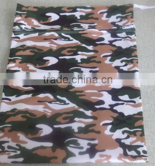 Waterproof PUL printed baby diaper one zipper one pocket Wet bag nappy bag