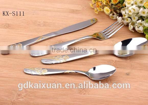 Gold Stainless Steel Cutlery Set With Flower Pattern