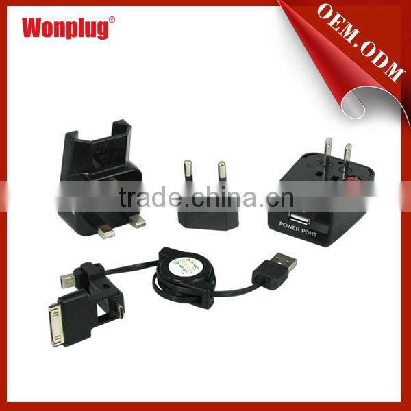 2014 the most popular micro usb charger with retractable cable kit for Apple Samsung Android device