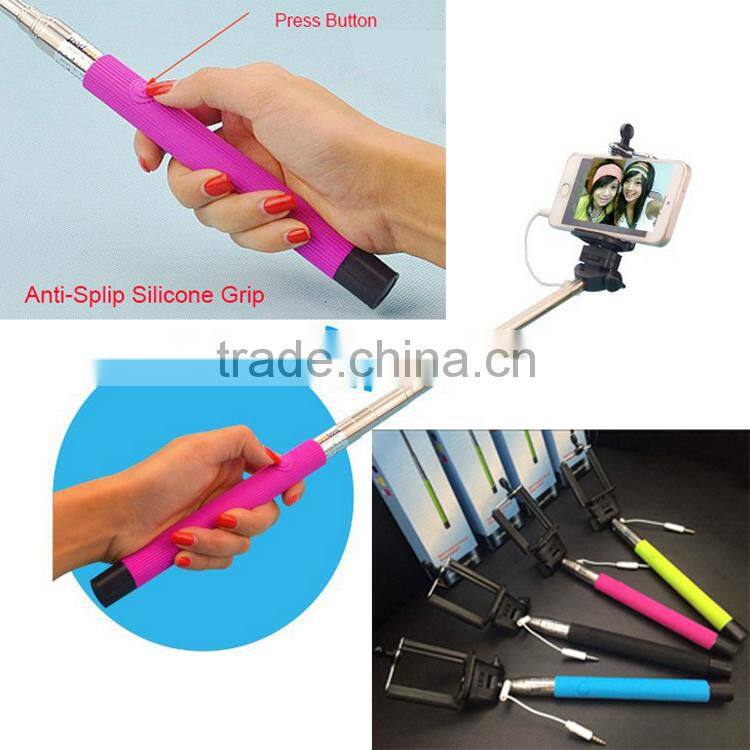 2016 Pocket size and foldable OEM mini wired cable selfie stick