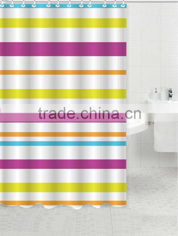 2013 hot sale mould proof high quality custom striped shower curtain