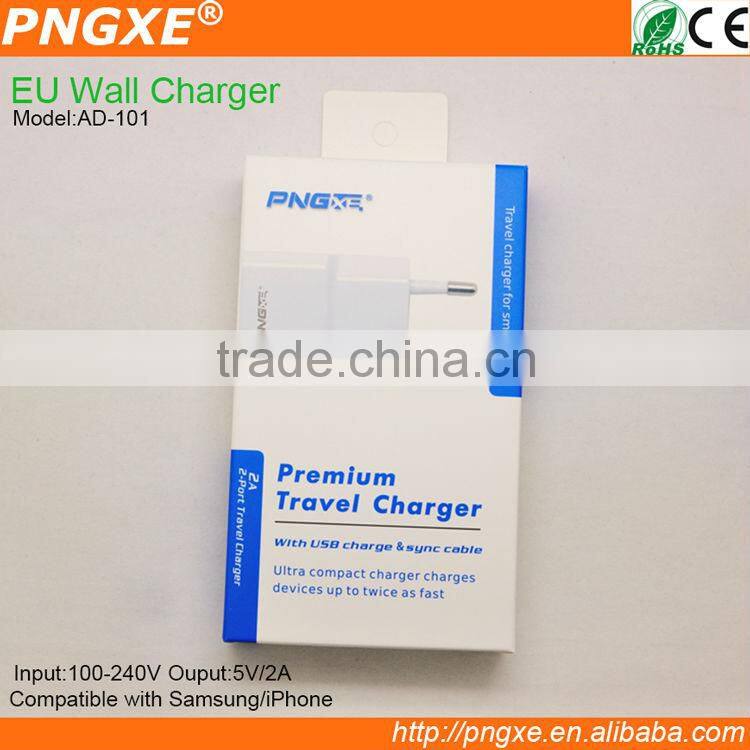PNGXE 5V 2.1A power adapter usb charger for iPhone and Samsung