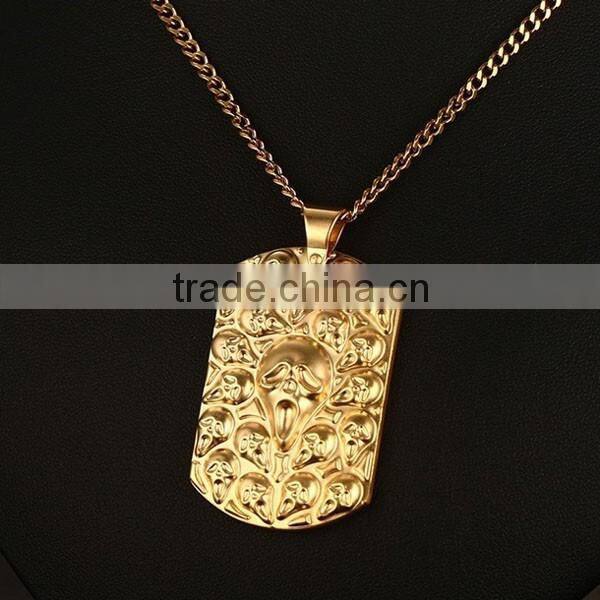 Men's Jewelry Gold Plating Skulls Pendant Necklace 2016 Punk