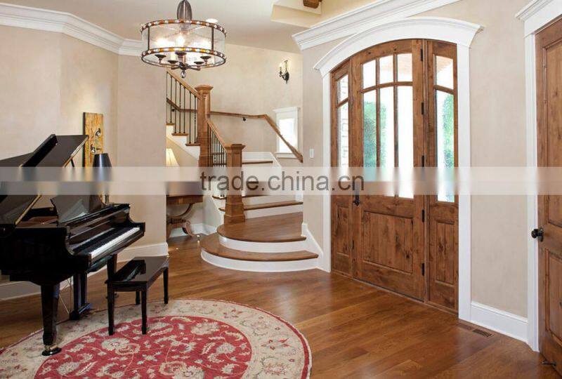 Exterior solid wood doors with tempered glass