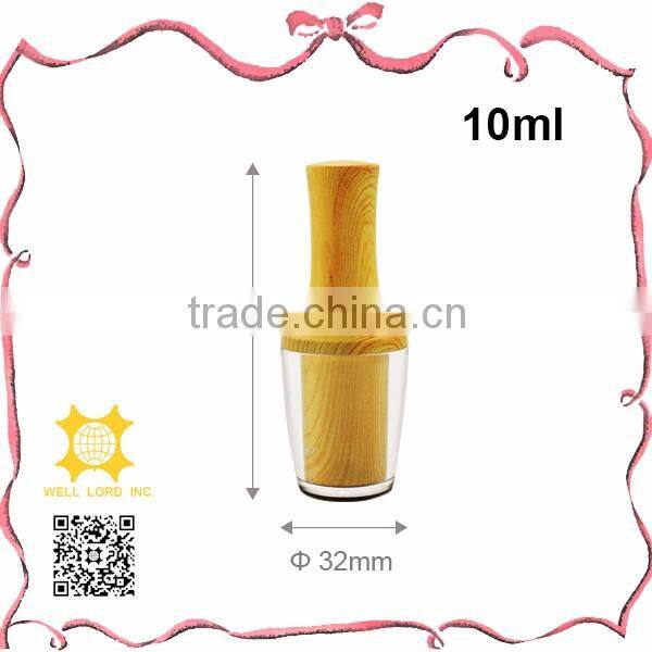 10ml wood plastic cap acrylic cylinder nail polish bottle