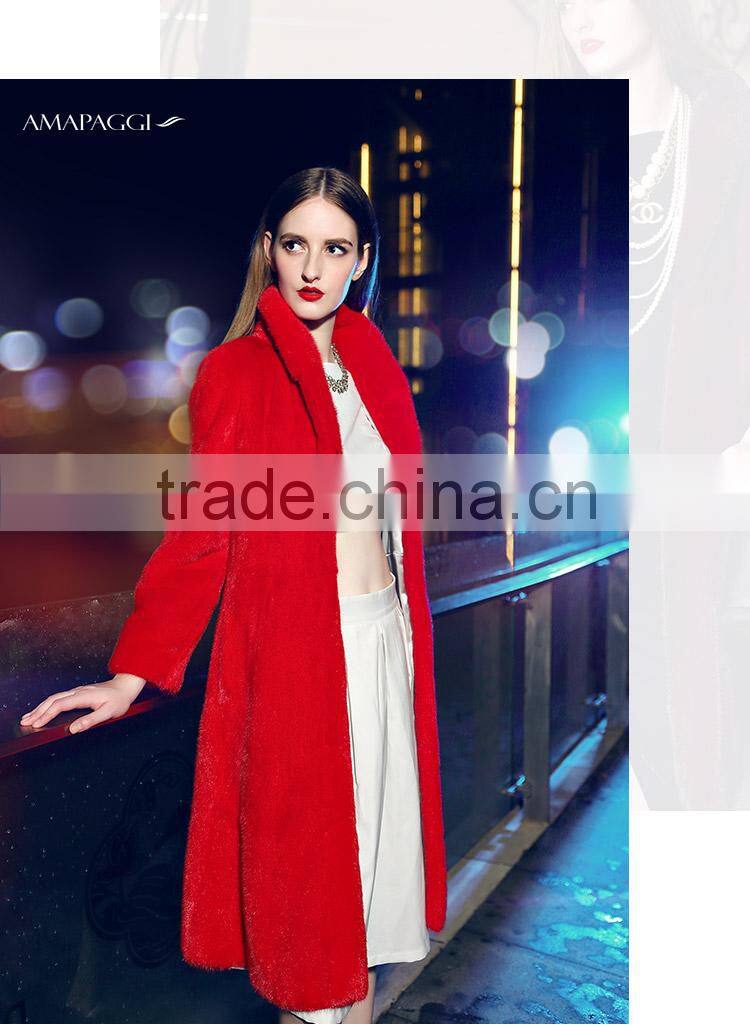 Red mink fur parka coat wholesale