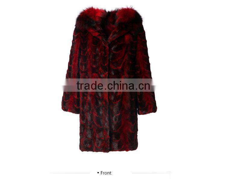 Fashion mink fur coats with fox collar jackets
