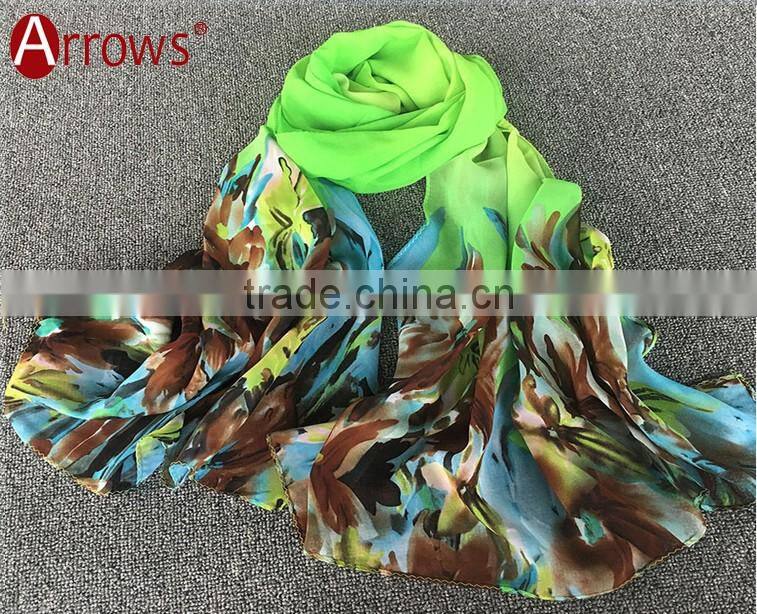 2016 Fashion Ladies Flower Print Chiffon Viscose Fashion Scarf Shawls and Stoles Solid Color