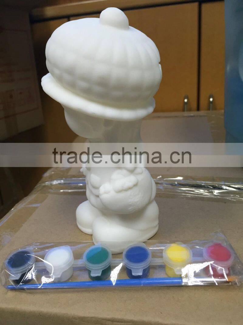 White Little Girl Plastic Toy,DIY Color Painting Toy,Custom Money Box Toy