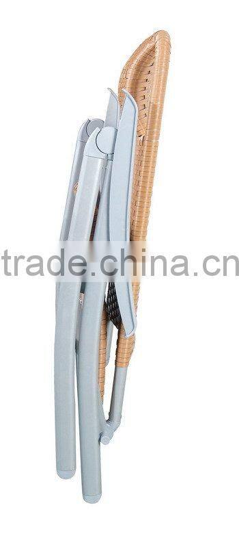 stable folding iron frame rattan chaise chair