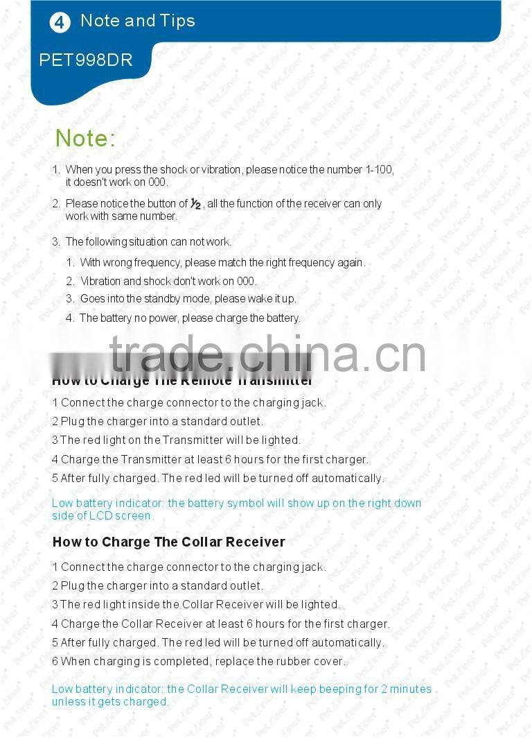 300M Remote Control Vibration Dog Training Collar Waterproof